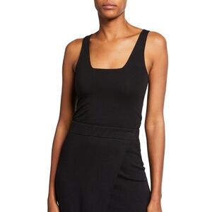 Vince Black Square Neck Stretch Tank Top